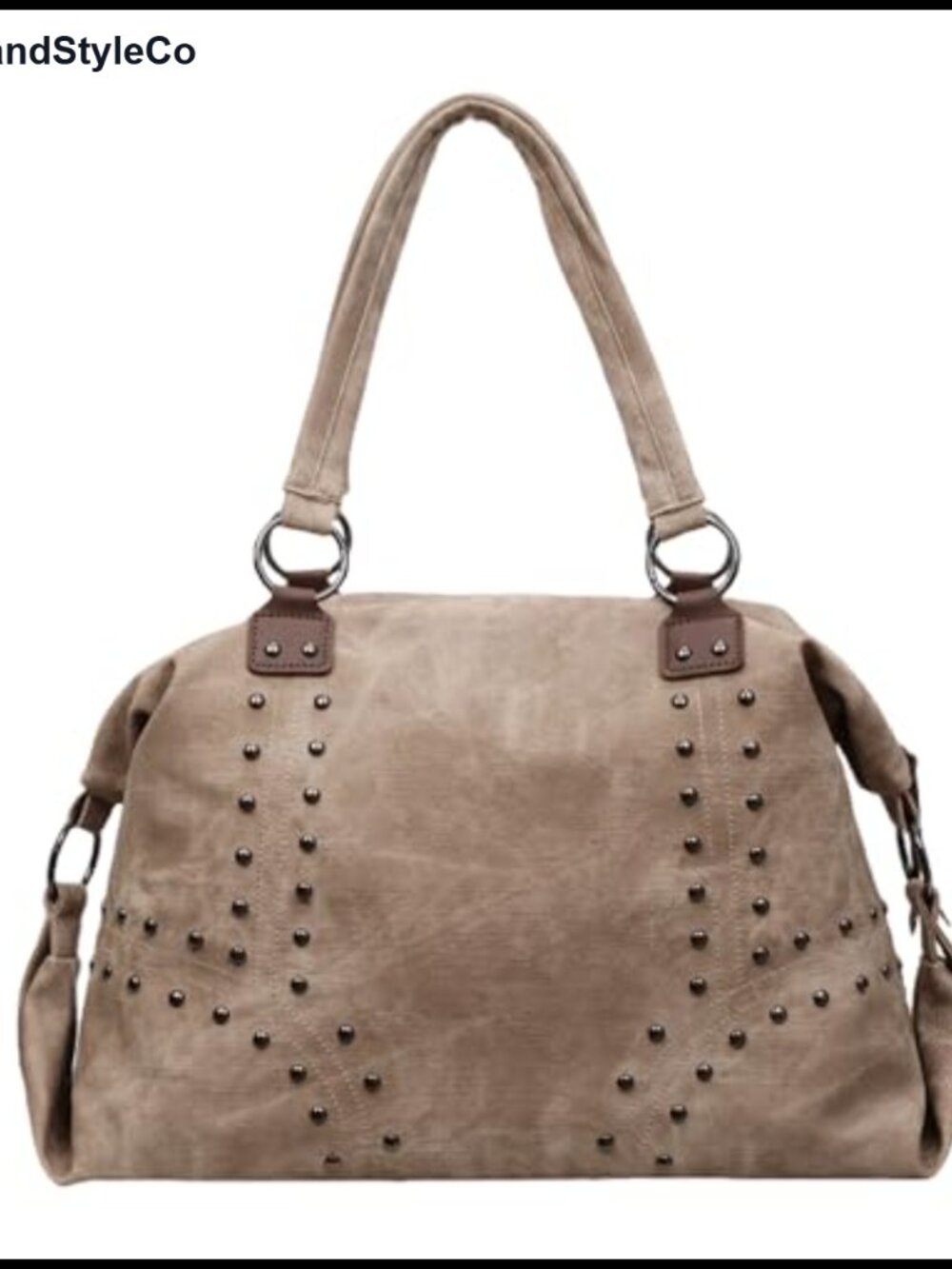 Studded Faux Leather Hobo Tote Y2K Punk Bag Top-Handle